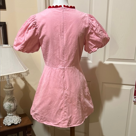 TCEC Pink Fit to Flare Mini Dress with Puff Sleeves. Size Large may run small. - Picture 8 of 15